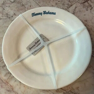 NEW Set of 4 Tommy Bahama Logo Off-White Melamine Dinner Plate